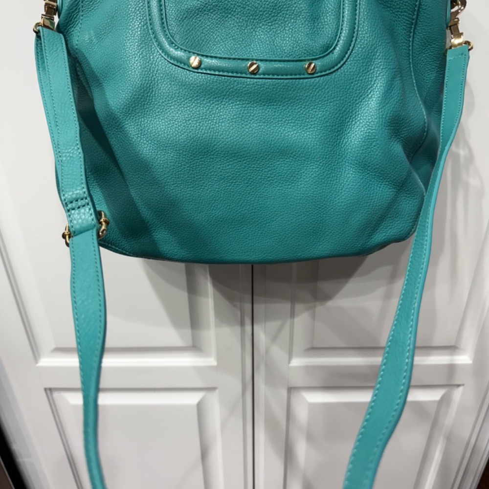 Authentic leather turquoise Tory Burch handbag with strap - Picture 4 of 9